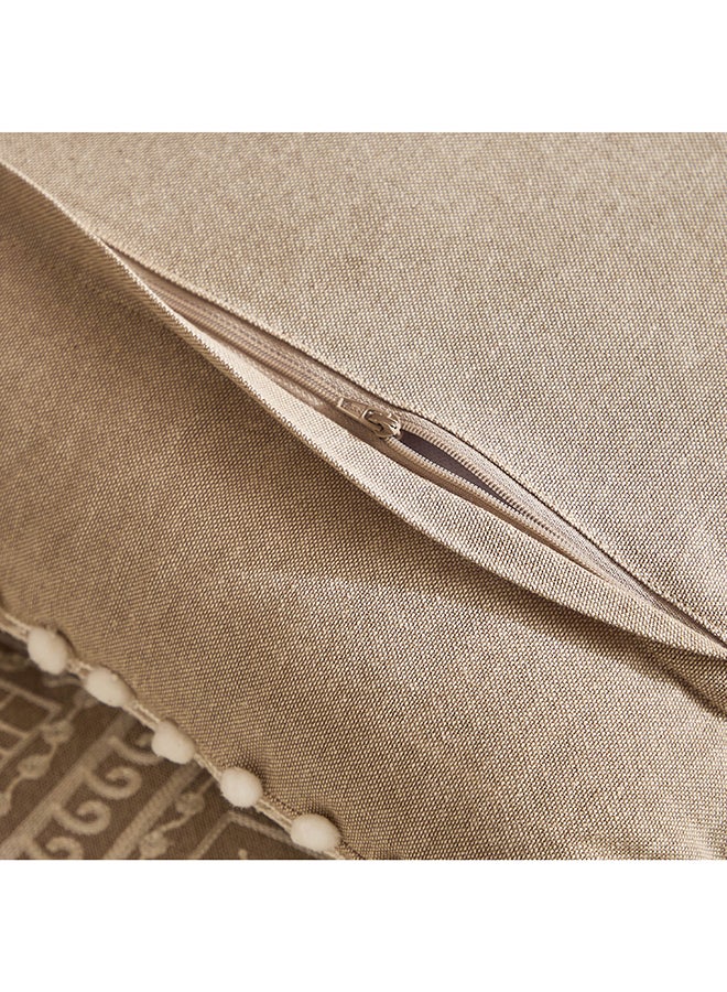 Home Box Embroidered Medallion Cushion 40x40 cm Beige - Image 4